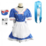 Hatsune Miku Mesmerizer Cosplay Kostiumas su Peruku ir Padavėjos Sijonu Puikiai Tinka Kalėdoms ir Helovynui Kepurė, Apranga, (M dydis) mėlyna