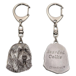 Bearded Collie, Highland Collie - Silver-plated key ring with a dog in a gift box, handbag decoration, backpack pendant by Art-Dog brand sidabras