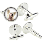 Chinese Crested Dog, Puff - cufflinks in a box, handmade jewelry, product of the Art-Dog brand sidabras