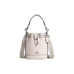 Coach Kibiras 13 Madingas universalus odinis kibiro formos rankinė ant peties crossbody rankinė Mini moteri&scaron;kos rankinės Sidabrinė Chalk CR144-SVHA Basic Set (Bag+Dust Bag)