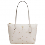 Coach Fiona 24 Top Zip Tote Bag su žvaigždžių ra&scaron;tu Moteri&scaron;ka tote rankinė Chalk-White CCL43-IMCAH Basic Set (Bag+Dust Bag)
