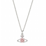 Vivienne Westwood Reina Saturno pakabukas Karoliai Moteri&scaron;ki karoliai Sidabriniai &Scaron;ampano-Rožiniai-Deimantiniai 63020095-02P720 Box+Shopping Bag