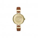 ARMANI EXCHANGEAE Kvarcinis mechanizmas Odinis dirželis Auksinis ciferblatas Moteri&scaron;kas laikrodis AX5324 Light Brown Strap