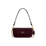 Coach Brook Flap 25 Metalinis Logotipas Grandinėlės Dirželis Sagtis Odinė Pečių Rankinė Vidutinė Merlot Moteri&scaron;ka pečių rankinė CAN90-B4MER Basic Set (Bag+Dust Bag)