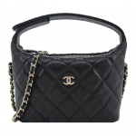 Chanel 25c Klasikinė grandinėlė Metalinis logotipas Oda Austa grandinėlė Hobo krep&scaron;ys Vienos peties Crossbody Grūdėta karvės odos medžiaga Auksinės detalės Rankinė Moteri&scaron;kas Juodas Box(Basic Set+Box)