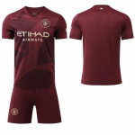 2024-25 Man City Raudoni 3-ieji i&scaron;vykos mar&scaron;kinėliai #9 Haaland #17 De Bruyne Futbolo mar&scaron;kinėliai L