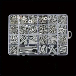 24 tipų varžtų ir veržlių asortimento rinkinys buitinė geležies cinkuota medžiaga M3-M6 apvali galvutė Phillips varžtas, veržlė ir poveržlė