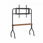43-75 colių Svetainės televizoriaus kilnojamasis stovas Miegamojo universalus nerūdijančio plieno mobilus televizoriaus vežimėlis Didelio ekrano grindinis stovas Ironwork+Walnut [Single ]