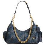 Coach Juliet 30 Džinsinis Quilted Detalus Audinio Pečių Krep&scaron;ys Didelis Moteri&scaron;kas Pečių Krep&scaron;ys Tamsiai Indigo CDZ72-B4YMW Basic Set (Bag+Dust Bag)