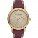 Burberry BU9017 Moteri&scaron;kas laikrodis The City Check Auksinis korpusas moteri&scaron;kas laikrodis 38mm raudona