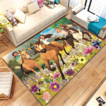 Animacinis Dvasia Jojanti Laisvus Arkliai Svetainės Neslystanti Plotas Kilimas Mink&scaron;tas Kilimas Miegamojo Vaikų Žaidimų Kambario Sofos,Namų Dekoras Durų Kilimėlis 80x120cm beige