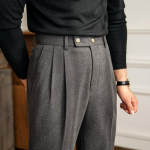 Vyri&scaron;kos kostiuminės kelnės, lengvai brandžios, briti&scaron;ko retro stiliaus, verslui tinkamos, neapolieti&scaron;ko stiliaus, tiesaus kirpimo, slim fit, laisvalaikio kelnės vyri&scaron;kam kasdieniam dėvėjimui 26