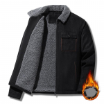 Suede and Velvet Middle Aged and Elderly Jacket, Autumn and Winter Men's Thick Jacket, European and American Workwear, Lamb Fleece Cotton Jacket M