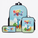 Skaitmeninis konstruktorių kuprinė Numberblocks Mokinio kuprinė Mokyklinė kuprinė Maisto krep&scaron;ys Trys viename rinkinys 17inch school bag
