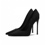 Suede smaili super auk&scaron;takulnė moteri&scaron;ka plona kulno lengva burna seksuali pavasario ir rudens nauja mada seksuali juodo padėklo viengubos basutės 40 black