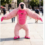 Pripučiamas Gorilos Kostiumas Maskotas Gimtadienio &Scaron;ventei Filmų Ir Televizijos Vaidmenų Žaidimams Rekvizitas Juodas King Kongas 2.0M pink