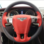 100% Tinka Bentley Continental Flying Spur 2010-2017 Automobilio dalys &bdquo;Pasidaryk pats&ldquo; Rankomis siūta natūralios odos automobilio vairo apdangalas black