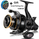 Spiningo žvejybos ritė 6+1BB metalinė ritė priekyje ir gale Drag Carp ritė medinė rievė