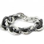 Les Tr&eacute;sors De Lily [I1129] - Bracelet Acier 'Chor&eacute;graphie' noir argent&eacute; (c&eacute;ramique) - 18 cm 10 mm