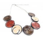 NOA [J4510] - Collier Cr&eacute;ateur 'Tulipes' marron beige