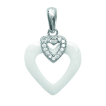 Les Tr&eacute;sors De Lily [L5009] - Pendentif Argent 'Love' blanc (c&eacute;ramique) rhodi&eacute; - 15x14 mm