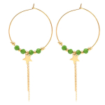 Les Tr&eacute;sors De Lily [Q2593] - Cr&eacute;oles cr&eacute;ateur acier 'Boho' vert dor&eacute; (&eacute;toile) - 35 mm- 8 mm