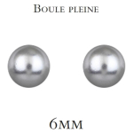 Les Tr&eacute;sors De Lily [Q8857] - Boucles plaqu&eacute; Or 'Perla' gris - 6 mm pilka