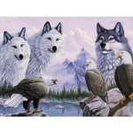 Deimantinė tapyba Animal Wolf Family Dimaond Embroidery Full Drill Deimantinė tapyba 20X30CM