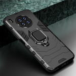 KEYSION smūgiams atsparus &scaron;arvų dėklas, skirtas Honor 50 Lite 10X Lite X30i silikoninis + PC žiedinis stovas Telefono galinis dangtelis, skirtas Huawei Nova 8i Y60 for Honor 50 Lite juoda