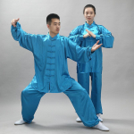 2 vnt. / rinkinys Unisex mygtukų mar&scaron;kinėliai laisvi vientisos spalvos kinų tradicinis tai chi kostiumas kung fu dėvėti vyri&scaron;ki drabužiai M karali&scaron;kos mėlynos spalvos