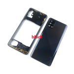 Samsung Galaxy A71 2020 A715 A715F telefono korpusas Vidurinis rėmas+Baterijos galinis dangtelis Skydelis Dangtelis Galinės durelės+ Kameros lę&scaron;is juoda