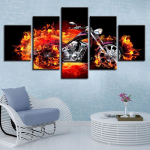 Namams Modernus sienų menas Spausdinti drobės paveikslai Dekoras 5 dalys Ugnies degimo motociklas Abstraktus paveikslas Plakatas Modulinis rėmas Meno kūriniai 40x60cm*2 40x80cm*2 40x100cm*1