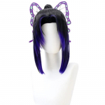 Kimetsu No Yaiba Shinobu Kocho Sintetinis Cosplay Moteri&scaron;kas Perukas Trumpas Juodas Mėlynas Ombre Demonų žudymo korpusas