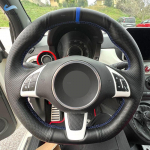 Car Steering Wheel Cover Leather Trim For Fiat 500 500C 2013 - 2015 For Abarth 500 500C 595 595C 2009-2016 blue line blue