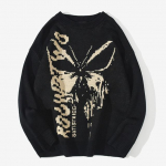 Žieminis hiphopo megztinis Vyri&scaron;kas moteri&scaron;kas megztinis Harajuku Fashion Butterfly Vyri&scaron;kas laisvas laisvalaikio gatvės aprangos megztinis megztinis M juoda