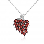 Natūralaus raudono granato brangakmenio pakabukas karoliai medžio lapų dizainas Moteri&scaron;ka mada 925 sterlingų sidabro puikūs papuo&scaron;alai vakarėlio jubiliejaus dovana
