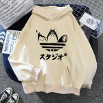 Spirited Away Hoody Harajuku Ogino Chihiro Veiduko Vyras Grafika Unisex Atsitiktiniai Hoody Žieminiai &Scaron;ilti Mados Unisex Mados Palaidinės S black