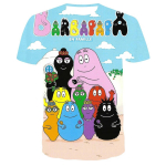 Vaiki&scaron;ki vasariniai animaciniai mar&scaron;kinėliai trumpomis rankovėmis su 3D Barbapapa atspaudu, kasdieniai, kvėpuojantys, mergaitėms, gražūs vaiki&scaron;ki drabužiai 100