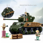 715PCS armijos Sherman M4A3 76W vidutinio bako modelio statybinis blokas MBT karinis &bdquo;pasidaryk pats&ldquo; kūrybinis lavinamieji žaislai vaikams Kalėdinės dovanos