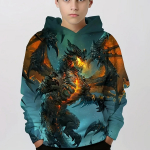 Madingas spalvotas žaidimų pultelis, 3D spausdinimas, mielas ir jaukus džemperis, skirtas berniukui, su&scaron;ildys jį ir stilingas vaiki&scaron;kas megztinis su gobtuvu. 140