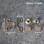 1 rinkinys be nagų metaliniai džinsai, sagtukai, nuimami kelnių segtukai, sagtukai, smeigtukai. 32mm juoda