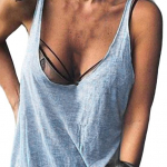 Plonos moteri&scaron;kos liemenės be rankovių U formos i&scaron;kirpte, laisvalaikio vienspalviai laisvi mar&scaron;kinėliai 2XL mėlyna