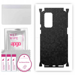 apgo Protective Skin Sticker for the back+sides compatible with OnePlus 9 Pro, Full Wrap Film, Foil, Vinyl - Pattern Black Honeycomb