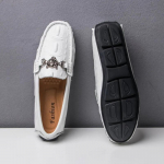 Shoes Men Loafers Leather Moccasin Crocodile Style Footwear Slip on Flat Driving Boat Shoes Classica