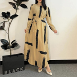 Musulmoni&scaron;kos suknelės Moteri&scaron;kos maldos suknelės Abayas Fashion Moteri&scaron;kos O formos i&scaron;kirpte, A formos laisvalaikio ilgos Ramadan Maxi suknelės su diržu S chaki