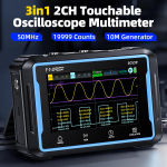 FNIRSI 2C53P jutiklinis ekranas, ne&scaron;iojamas skaitmeninis osciloskopas 3in1 2 kanalų 50MHz 250Ms/S mėlyna/juoda