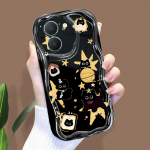 Mielas animacinio ra&scaron;to kreminės tekstūros korpusas, banguotas kra&scaron;tas, mink&scaron;tas silikoninis dangtelis telefono dėklas, skirtas Vivo Vivo V23 Pro 5G skaidri