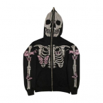 Unisex Helovino gobtuvas Kalnų kri&scaron;tolas Ghost Skeleton Modelis Užtrauktukas Užsegamas gobtuvu Ki&scaron;enės ilgomis rankovėmis Vakarėlio Cosplay kostiumas Rudens žiemos striukė L mėlyna