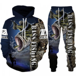 Vyri&scaron;ki gyvūnų e&scaron;erių karpių žvejyba 3D spausdinimas mados Fisher sportinis kostiumas unisex džemperis bėgimo kelnės 2 vnt Lauko drabužių rinkinys S-6XL 4XL