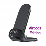 3 viename laikrodžio belaidžio įkroviklio stovas, skirtas i&scaron;maniojo telefono C tipo ausinių greito įkrovimo stotelei, skirtas iPhone 15 14 13 12 11 Pro Max Airpods Airpods Version juoda